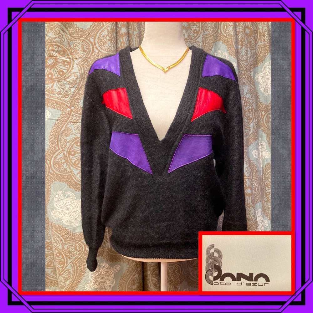 Vintage 80s Dana Côte d’Azur Mohair Deep V Sweater